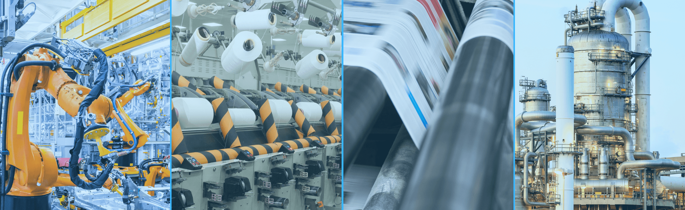 Banner Image of machinery and factories acrosss various manufacturing sectors